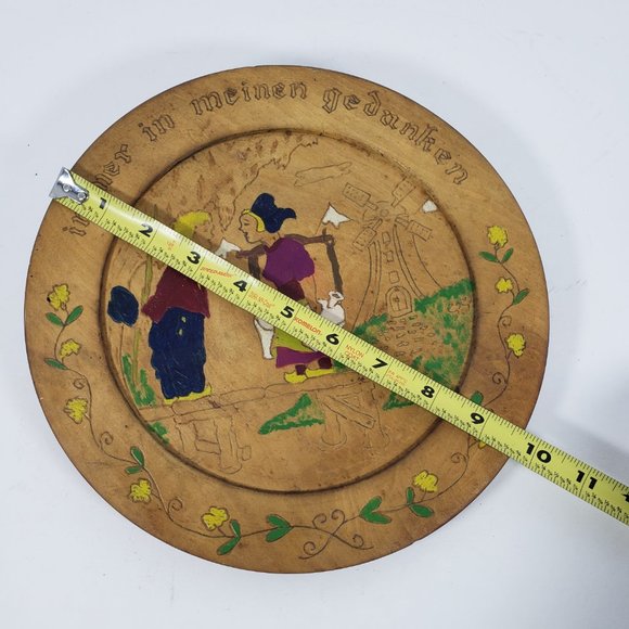 Wooden Dutch German Handmade Plate 9 3/4 in across - Picture 3 of 7